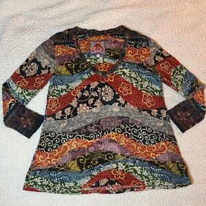 Johnny Was Vibrant Multicolor Patterned Top
